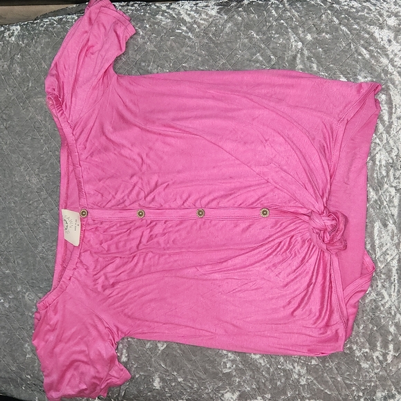 Vici Dolls Fantastic Fawn Short Flutter Sleeve Tie Top - Picture 1 of 5